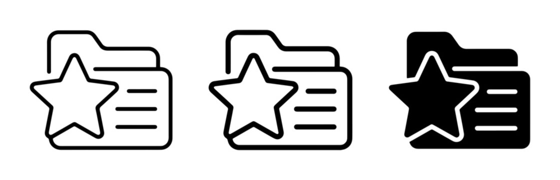 Favorite Folder Icons, Star Document Set, Bookmark Collection