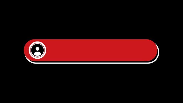 Modern Red Lower Third Animation with User Profile Icon, Minimalist Name Banner, Social Media Intro, Broadcast Title Overlay, YouTube Stream, Twitch Gaming, Podcast, News Presenter, Video Editing Moti