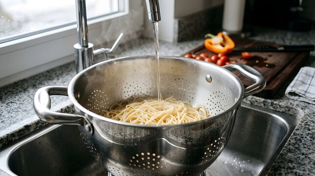 Fresh vegetables washing in a metal bowl