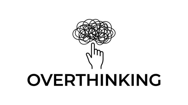 Overthinking concept with tangled brain