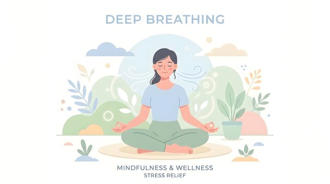 Woman practicing deep breathing for calm