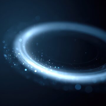 glowing circular holographic projection interface with sparkling particles futuristic ui design