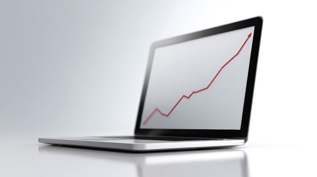 laptop screen with rising inflation graph economy concept