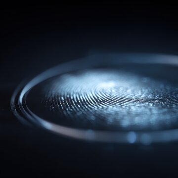 biometric fingerprint hologram circle interface digital identity verification security concept
