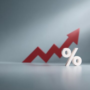 high interest rate concept large percentage symbol and rising chart