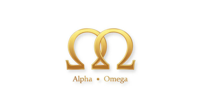 Golden Alpha Omega Symbol Logo Design.