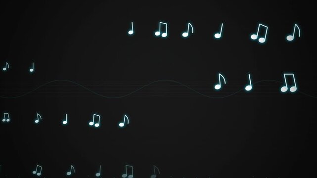 Abstract Musical Notes Floating on Dark Background