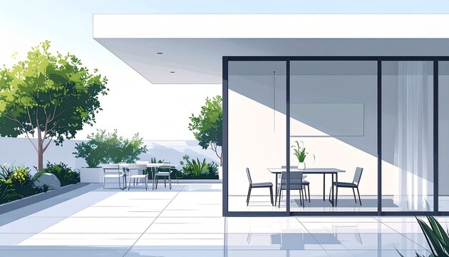 Modern office building exterior with clear glass facade.