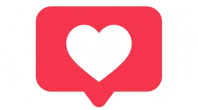 Red heart symbol in speech bubble.