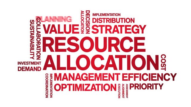 Resource Allocation animated word cloud-text design animation tag kinetic typography seamless loop.