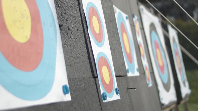 Archery Targets in a Row at Outdoor Range