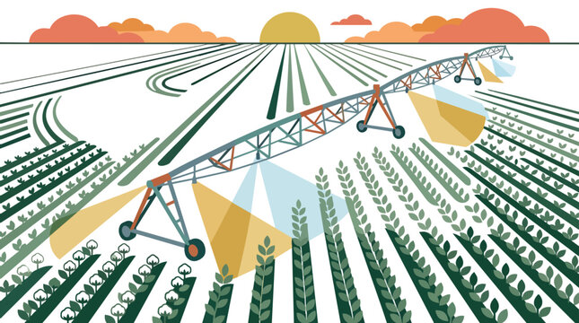 Automated irrigation system for smart farming precision flat vector illustration for agrotech industry solutions