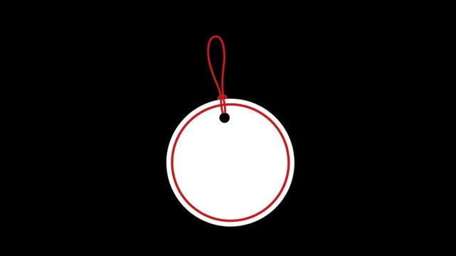 Round Blank Price Tag Label Animation with Red String, Modern Sale Tag Graphic Element, Discount Promotion Badge, Retail Shopping Sticker, Product Label, E-commerce Marketing, Motion Graphics Template