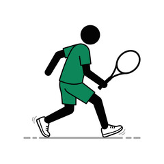 Fototapeta premium Tennis Player Running with Racket