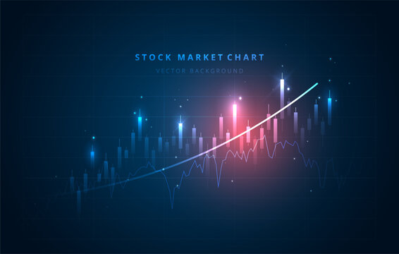 Stock market chart finance trading business investment with growth financial graph vector isolated background