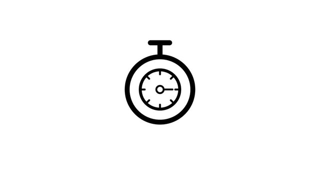 Simple white stopwatch icon representing time animation isolated on white background