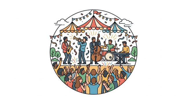 Colorful illustration of a lively circus performance with audience.