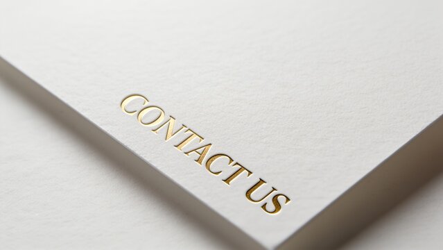 Minimalist white paper with bold contact us text for modern business branding