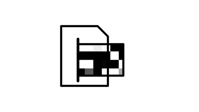 A black and white line icon showing a stylized document or file with a bold letter mark representing a software application opened on a work computer