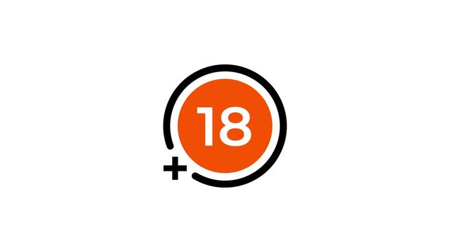 A colorful badge icon displaying the number eighteen with a plus sign indicating adult only content age restriction rating placed on age restricted