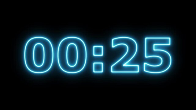 Glowing neon 30-0 second countdown animation timer, Dynamic 30 second Countdown Animation Engaging Timer Visuals for Events 4k video