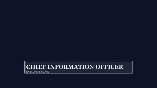 Chief information officer executive board lower third for corporate business presentations and news broadcasts animation 4k