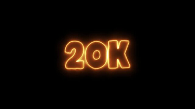 Glowing neon orange 20k text