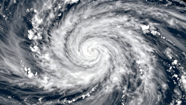 Satellite View of Swirling Cyclone Hurricane Cloud Pattern