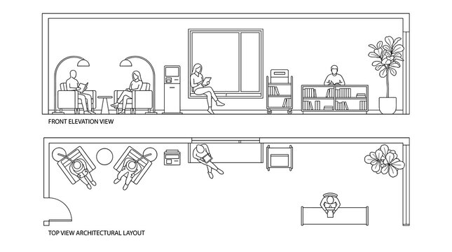 Minimal cad floor plan layout, technical architectural drawing, line vector, interior design blueprints, engineering structure, drafting schematics
