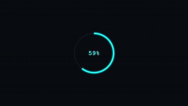 Simple Interface Elements Cyberpunk Cyan Loading Ring Monospace Font UI Style 4K Resolution