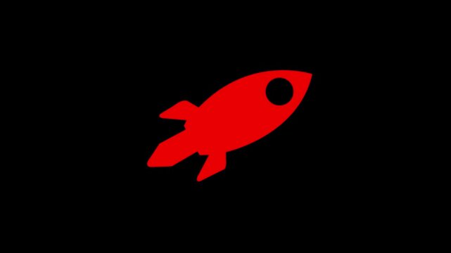 Rocket flying on sky line icon animation. simple rocket flying concept 4k video animation.
