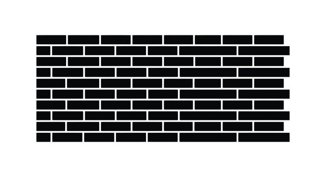 Black brick wall silhouette on a white background