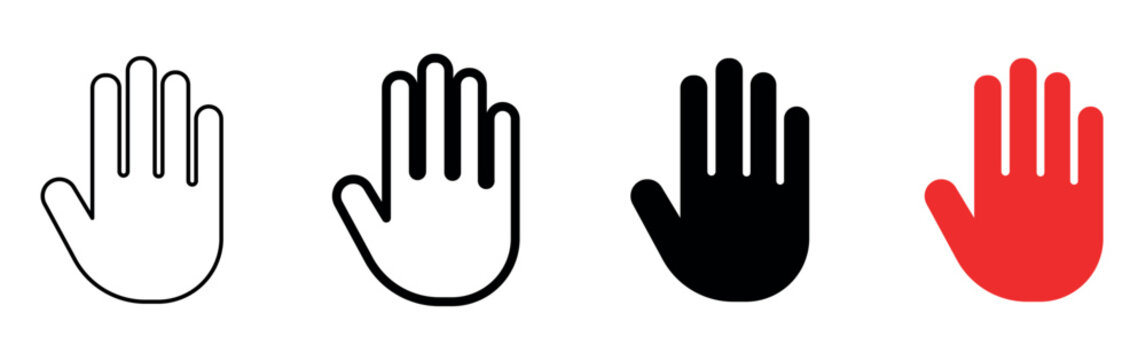 Hand stop icon. hand icon set for web, ui, and mobile apps.