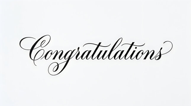 Elegant calligraphy script of the word congratulations isolated on white background with congratulations