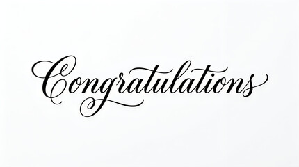 Fototapeta premium Elegant black calligraphy congratulations text on plain white background with congratulations, calligraphy