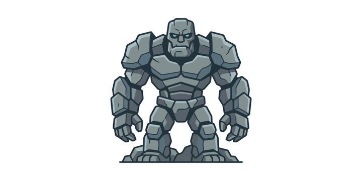 Sturdy stone golem character standing in a powerful pose.