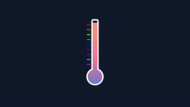 Animated thermometer fluctuating temperature levels graphic against a dark background.