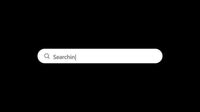 Animated Search Bar Typing Text on Black Background.