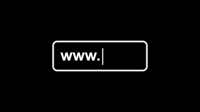Animation of typing www in a search bar web address.