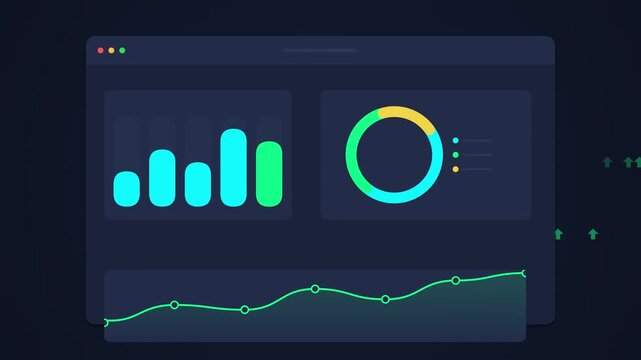 Animated Business Dashboard Displaying Growing Charts and Data Visualization Elements