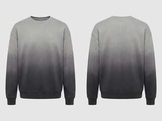 Front and Back View of an Oversized Grey Gradient Ombre Sweatshirt Mockup Isolated on White Background © holycityprinting