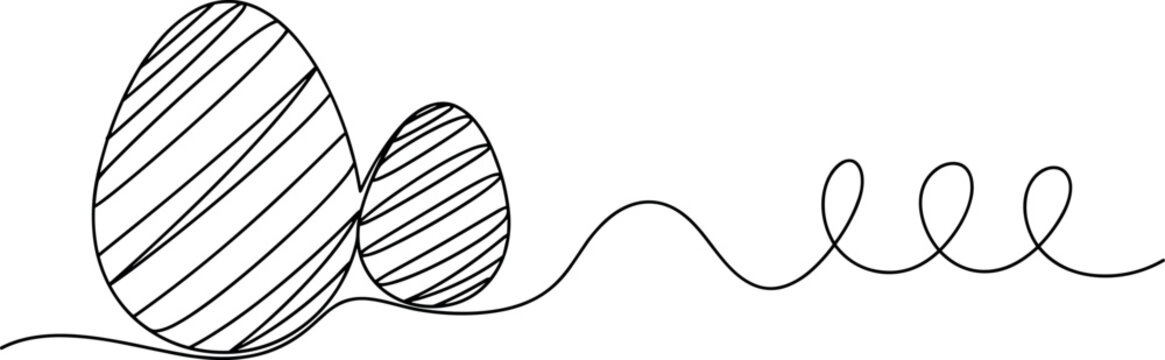  Minimalist Easter eggs vector illustration with striped design and continuous wavy line artwork, festive seasonal motif for spring celebration themes