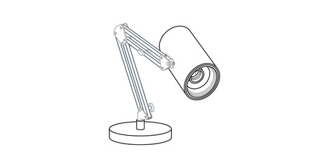 Obraz premium Architectural Desk Lamp Outline Vector