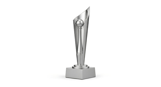 Modern silver trophy cup award prize symbol with displays shiny silver