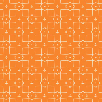 Vibrant Orange Geometric Arabesque Tile