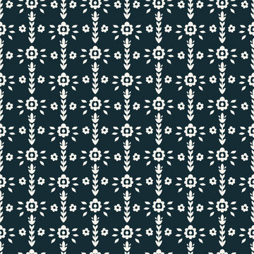 Navy White Minimalist Floral Stripe
