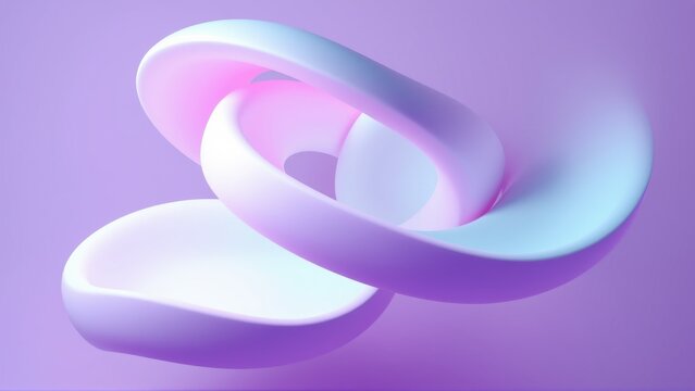 Abstract fluid shape, pastel colors, smooth curves. Soft lighting creates gentle gradients, modern design element.
