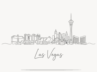 Obraz premium Las Vegas Skyline Silhouette Drawing - Minimalist Travel Cityscape Art