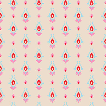 Pink Blue Folk Floral Drops