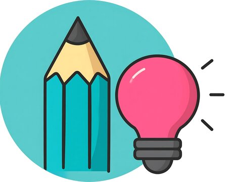 Pencil and lightbulb creative idea concept.